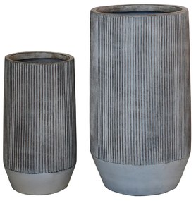 ΣΕΤ 2ΤΜΧ ΓΛΑΣΤΡΕΣ ΚΥΛΙΝΔΡΟΙ ΣΕΙΡΑ GARDENER HM4727 FIBERCLAY-ΧΡΩΜΑ CEMENT Φ36x63.5Υεκ