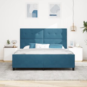 vidaXL Κρεβάτι Σκελετός Σκούρο Μπλε 180x200 εκ. Βελούδο