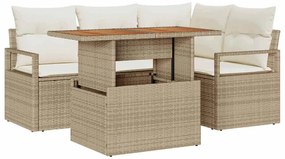 vidaXL Σέτ φαγητού για κήπο 5 pcs Μπεζ, Κρέμα 100 x 55 x 73 εκ