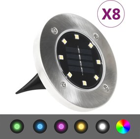 vidaXL Σποτ Ηλιακά Χωνευτά - Καρφωτά LED 8 τεμ. Πολύχρωμα