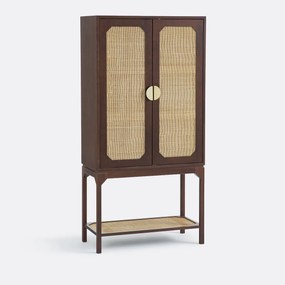 Έπιπλο μπαρ με καπλαμά καρυδιάς και ψάθα, Jadou