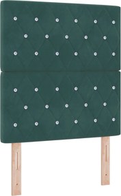 vidaXL Κρεβάτι box spring με στρώμα Σκούρο Πράσινο 80 x 200 cm Βελούδο