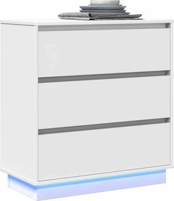 vidaXL Κομοδίνο με συρτάρι Λευκό 71 x 34,5 x 75 εκ. Επεξεργασμένο ξύλο