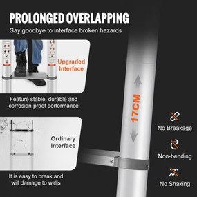 VEVOR Telescoping Ladder Aluminum Extension Step 18.5 ft Multi-purpose Portable