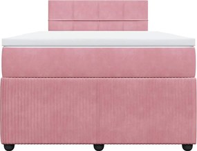 vidaXL Κρεβάτι Boxspring με Στρώμα Ροζ 120x190 εκ. Βελούδινο