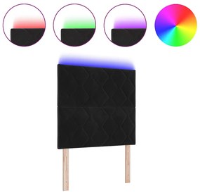 vidaXL LED κεφαλάρι Μαύρο 90 cm Τεχνητό Δέρμα