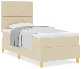 vidaXL Κρεβάτι Σπαστής Βάσης  με Στρώμα Κρεμ 90x200 cm Ύφασμα
