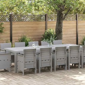 vidaXL Σέτ φαγητού για κήπο με μαξιλάρι 13 pcs Ανοιχτό γκρι Πολυ ράταν