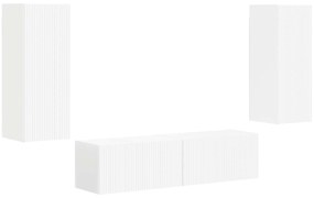 vidaXL Σετ επίπλου τηλεόρασης Επιτοίχιο 2 pcs Λευκό Επεξεργασμένο ξύλο