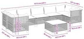 Σαλόνι Κήπου 8 Τεμαχίων Μαύρο από Συνθετικό Ρατάν με Μαξιλάρια - Μαύρο