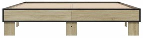 vidaXL Πλαίσιο Κρεβατιού Sonoma Δρυς 150x200 εκ. Επεξ. Ξύλο &amp; Μέταλλο