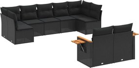 vidaXL Patio Sofa Set 9-θέσια Black