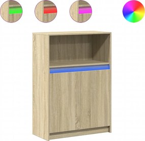 vidaXL Ντουλάπι με Φώτα LED Sonoma Δρυς 72x34x100εκ Επεξεργασμένο Ξύλο