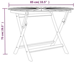 Τραπέζι Κήπου Πτυσσόμενο Ø85 x 75 εκ. Μασίφ Ξύλο Teak - Καφέ