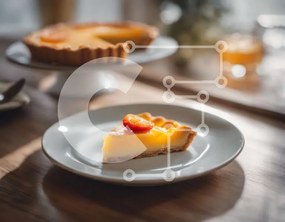 Σετ των 2 Intra Συλλεκτικό Ξύλινο Παζλ Plywood  4mm - Νόστιμη πίτα που σερβίρεται σε λευκό πιάτο Σε Ξύλινο Κουτί - Διαστάσεις: 10x10 cm – 25 κομμάτια