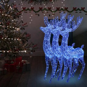vidaXL Χριστουγ. Τάρανδοι XXL 3 τεμ. 250 LED Μπλε 180 εκ. Ακρυλικό