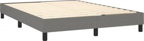 vidaXL Κρεβάτι Boxspring με Στρώμα &amp; LED Σκ.Γκρι 140x200 εκ Υφασμάτινο