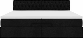 vidaXL Οθωμανικό κρεβάτι με στρώμα Μαύρο 200x200 cm Ύφασμα