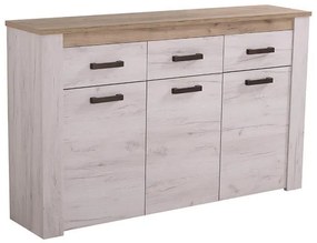 Κομότα - Μπουφές  Kent 160 3Κ3F Γκρί Δρύς - Λευκό Δρύς 160x36,5x98 εκ.