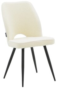 Καρέκλα Renish μπουκλέ εκρού-μεταλλικό μαύρο πόδι 61x47x91.5εκ Υλικό: TEDDY FABRIC - METAL 029-000211