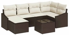 vidaXL Σετ Καναπέ Κήπου 7 pcs Καφέ Πολυ ράταν