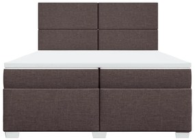 Κρεβάτι Boxspring με Στρώμα Σκούρο Καφέ 200x200 εκ. Υφασμάτινο - Καφέ