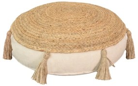 Πουφ Elefon Inart φυσικό-εκρού ύφασμα Φ40x7.5εκ