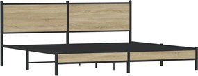 vidaXL Σκελετός Κρεβ. Χωρίς Στρώμα Sonoma Δρυς 193x203 εκ. Μεταλλικό