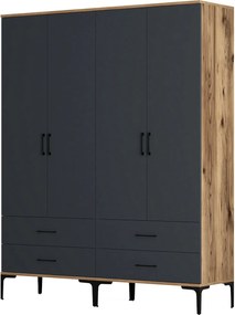 Τετραφυλλη Ντουλαπα Καρυδια/Ανθρακι SOLANO 47.5x160x201.4