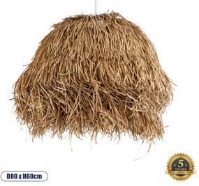 02158 GloboStar® GLOBOSTAR® GUADELOUPE 02158 Boho Κρεμαστό Φωτιστικό Οροφής με Ντουί 1 x E27 AC 220-240V IP20 - Μπεζ - Μ80 x Π80 x Υ60cm