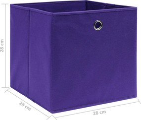 vidaXL Κουτιά Αποθήκευσης 4 τεμ. Μοβ 28x28x28 εκ. Ύφασμα Non-woven