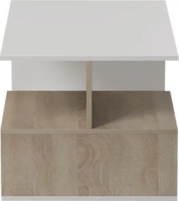 Τραπέζι σαλονιού Kelena pakoworld sonoma-λευκό 90x51x43εκ