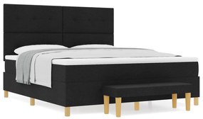 vidaXL Κρεβάτι Με Στρώμα & Πάγκο Μαύρο 180x200 εκ. Ύφασμα