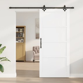 vidaXL Συρόμενη Πόρτα  με Σετ Υλικών Λευκή 93x211 εκ. Συμπαγές Ξύλο Πεύκου