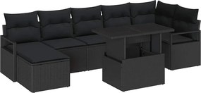 vidaXL Σετ Καναπέ Κήπου με αποθήκευση 8 pcs Μαύρο Πολυ ράταν