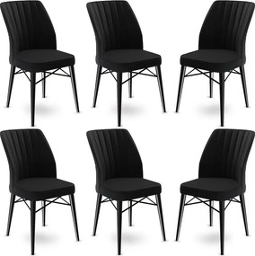 Καρέκλα 6τμχ Μαύρο FLEX 45x42x93