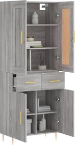 vidaXL Ντουλάπι Γκρι Sonoma 69,5 x 34 x 180 εκ. Επεξεργασμένο Ξύλο