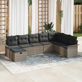 vidaXL Σετ Καναπέ Κήπου 8 pcs Γκρι 297.5 x 187.5 x 85 εκ Πολυ ράταν