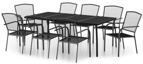 vidaXL Σετ Τραπεζαρίας Κήπου 9 Τεμαχίων Ανθρακί από Ατσάλι