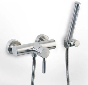 La Torre New Tech Inox Μπαταρία Ντουζιέρας με Tηλέφωνο Anticalcare, Eπίτοιχο Στήριγμα Τηλεφώνου&amp;Άθραυστο Σπιράλ 12060-110