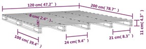 Κρεβάτι από Παλέτες Μαύρο 120 x 200 εκ. από Μασίφ Ξύλο Πεύκου - Μαύρο