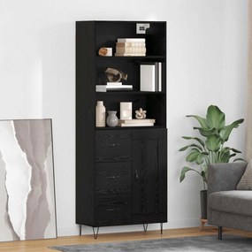 vidaXL Highboard με συρτάρι 2 pcs Μαύρη Οξυά Επεξεργασμένο ξύλο