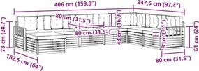 vidaXL Σειρά Καναπέ Εξωτερικού με μαξιλάρι 8 pcs Λευκό και Κρεμ