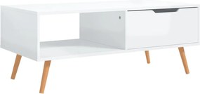 vidaXL Τραπεζάκι Σαλονιού Γυαλ. Λευκό 90x49,5x43 εκ. Επεξεργ. Ξύλο