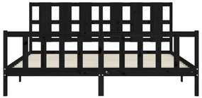 vidaXL Πλαίσιο Κρεβατιού με Κεφαλάρι Μαύρο 200x200 εκ. Μασίφ Ξύλο