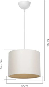 Φωτιστικό οροφής PWL-1115 pakoworld Ε27 κρεμ-λευκό Φ22x60εκ