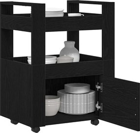 vidaXL Καρότσι Κουζίνας Μαύρη δρυς 60 x 45 x 80 εκ Επεξεργασμένο ξύλο