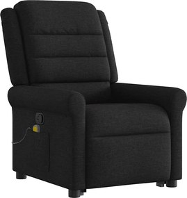 vidaXL Πολυθρόνα Μασάζ Ανακλινόμενη με Ανύψωση Μαύρη Υφασμάτινη