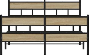vidaXL Σκελετός Κρεβ. Χωρίς Στρώμα Sonoma Δρυς 150x200 εκ. Μεταλλικό