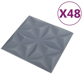 vidaXL Πάνελ Τοίχου 3D 48 τεμ. Γκρι Origami 50 x 50 εκ. 12 μ²